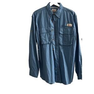 Men's World Wide Sportsman Blue Long Sleeve Vented Fishing Hiking Shirt L